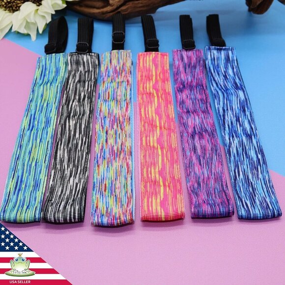 6 Tie Dye Headbands Girls Adjustable No Slip Sports Hair Accessories - Picture 9 of 9